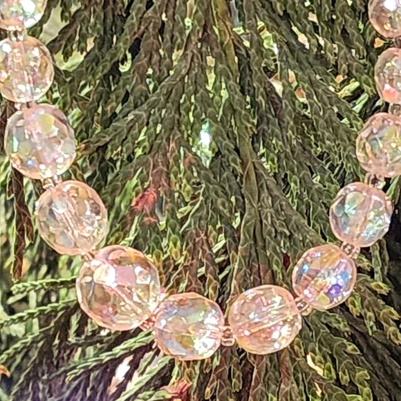 Vintage Fancy Aurora Borealis AB Crystal Bead Single Strand Necklace 20" Heavy - Picture 5 of 6